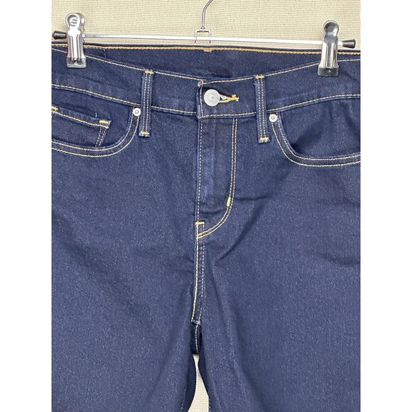 Levi's Women's Dark Wash Blue Denim Cutoff Stretch Shorts Size 28 Button Fly - Picture 2 of 12